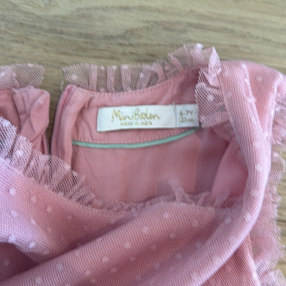 Mini Boden Pink Tulle Dress with Floral Belt detail EUC - Picture 3 of 4